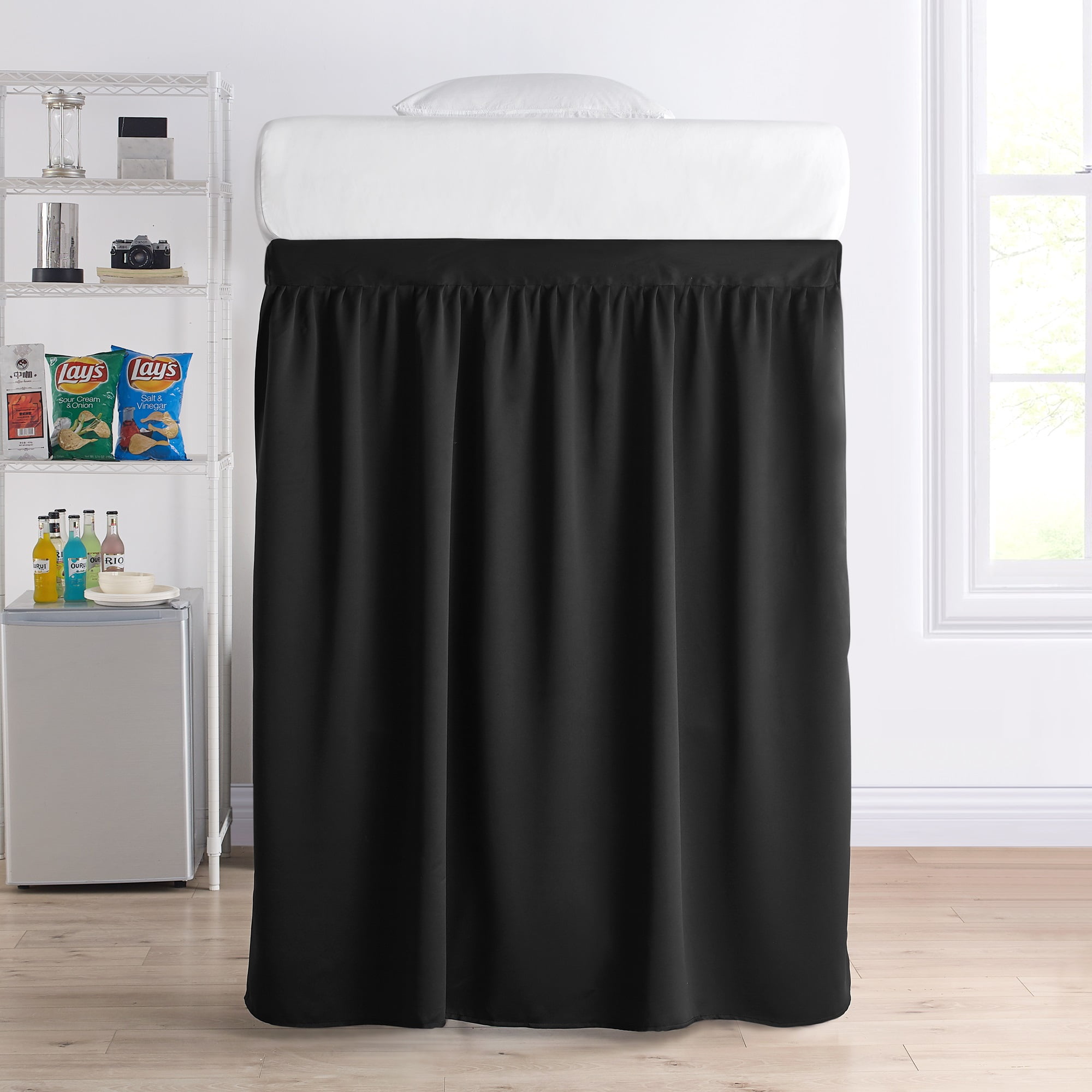 Luxury Plush Extended Dorm Sized Bed Skirt Panel with Ties (1 Panel