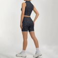 thumbnail image 5 of BODOAO Workout Sets for Women, 2 Piece Leopard Print High Neck Zip Front Sleeveless Crop Tank Top and High Waisted Biker Shorts, Stretchy Breathable Activewear Outfit Black L, 5 of 9