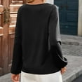 thumbnail image 3 of Lmnyox Long Sleeve Tunic Shirts for Women Loose V Neck Fashion Tops Trendy Casual Solid Blouses Outfits, 3 of 5