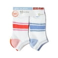 thumbnail image 2 of Wonder Nation Girls Striped No-Show Socks, 10-Pack, Sizes S-L, 2 of 15