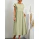 thumbnail image 1 of Harajuku Solid Long Dress Women Summer Casual Short Sleeve O Neck Loose Sundress 2023 Y2K Cotton and Linen Robe Dresses ClothesXL Gao Jinjia LED, 1 of 2