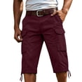 thumbnail image 4 of Cargo Shorts for Men - Lightweight Elastic Waist Knee Length Bermuda Shorts with Pockets Summer Fishing Short Cargo Pants, 4 of 5