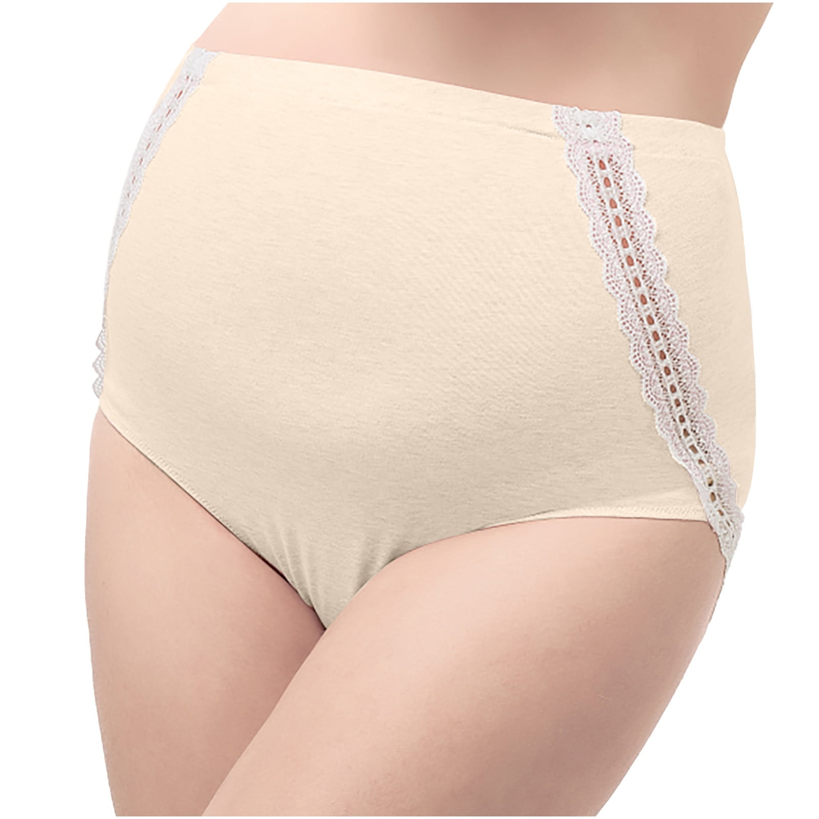 HUPOM High Waisted Underwear For Women Tummy Control Panties For Women High  Waist Activewear Tie Maternity Waist Beige 2XL 