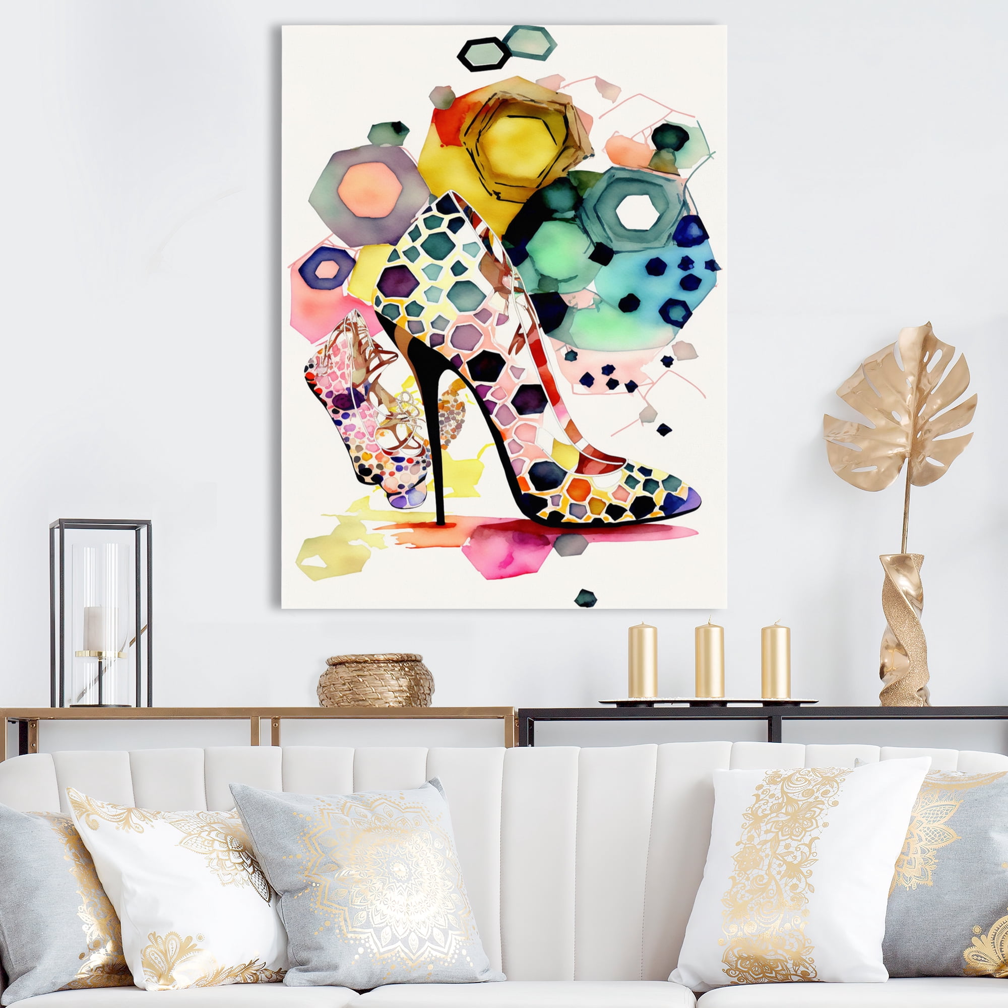 Designart Retro Art Deco High Heel Shoe VII Canvas Wall Art