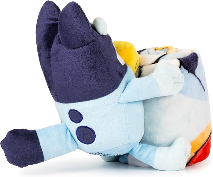 Bluey and Bingo Christmas Faces Holiday Throw Blanket & Mini Pillow Buddy Set