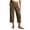 Brown, variant on Womens Gingham Plaid Drawstring High Waist Cropped Wide Leg Capri Pants Dual Side Hand Pockets Lightweight Woven Loose Flow Casual Everyday Trousers