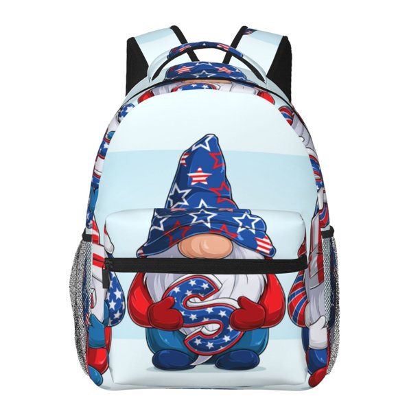 Balery Cute Gnomes in USA1 Mochila Escolar Impresa, Mochila Ligera para Viajes Casual, Mochila Duradera y Cómoda Multifuncional, Mochila para Laptop-One Size