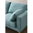 thumbnail image 5 of 93" Modern Leisure Sectional Sofa with Ottoman & 2 Moveable Pillows, 3 Seater L-Shaped Sofa Couch with Solid Wood Frame & Golden Metal Legs for Small Space, Living Room & Apartment, Turquoise, 5 of 7
