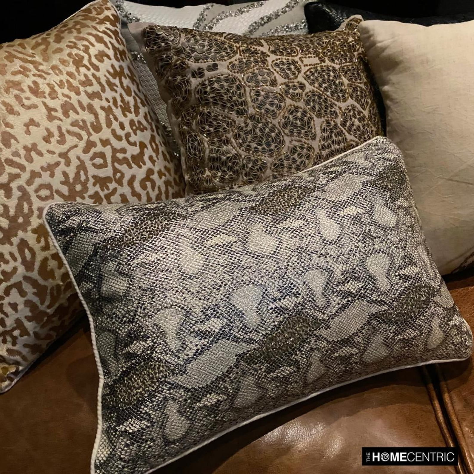 The HomeCentric Pillow Case Zipper, Beige Shams, Leopard Sequins Pillow Shams, Pack of 2, 24x24 inch (60x60 cm) Pillow Shams, Square Silk Pillow Sham, Style, Animal Print - Leopard Spots