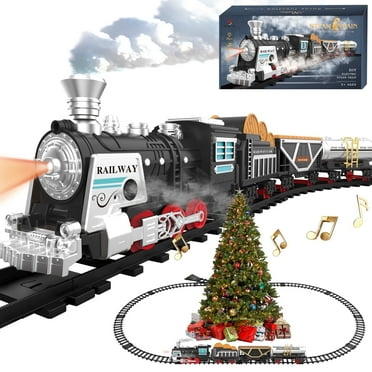 BUBUQE Electric Train Set Christmas Train Toys w/Steam Locomotive, Cargo Cars & Tracks Birthday Gift for Boys Girls