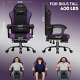 thumbnail image 3 of Gaming Chair Velvet Fabric Pocket Spring Cushion,Reclining Gamer Chair,Ergonomic Game Chair with Footrest,Headrest,Purple, 3 of 8