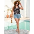 thumbnail image 2 of SHOWMALL Women's Plus Size Summer Tank Top, Soft Stretchy V Neck Pleated Tunic for Travel and Lounge, Abstract Flow Black 4X Sleeveless Side Slit Casual Layering Sun Shirt, 2 of 8