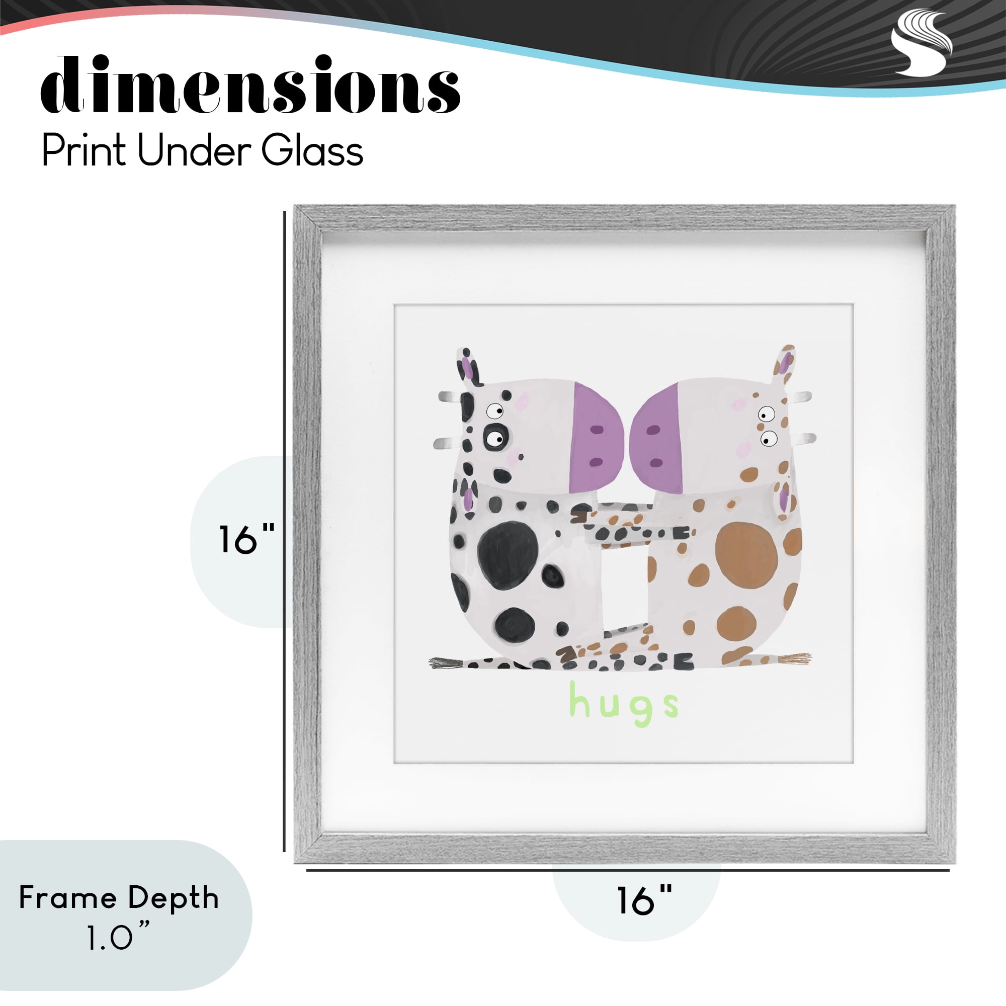 Stupell Industries Cow Hugs Symmetry Gray Framed Print Under Glass, design by Carla Daly