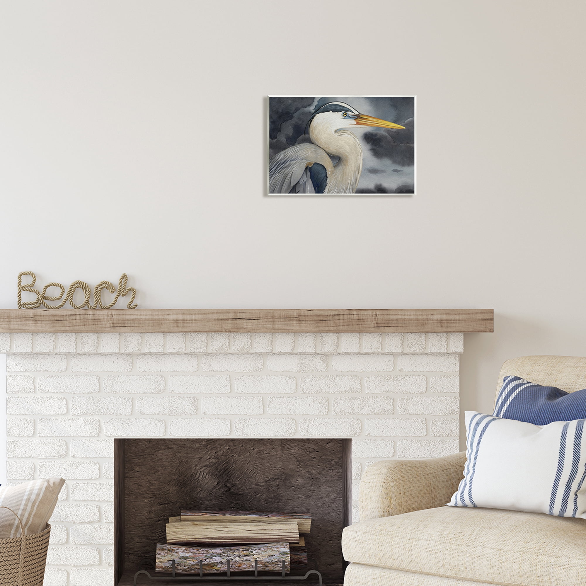 Stupell Industries Grey Heron Portrait Animals & Insects Painting Unframed Art Print Wall Art, 15 x 10