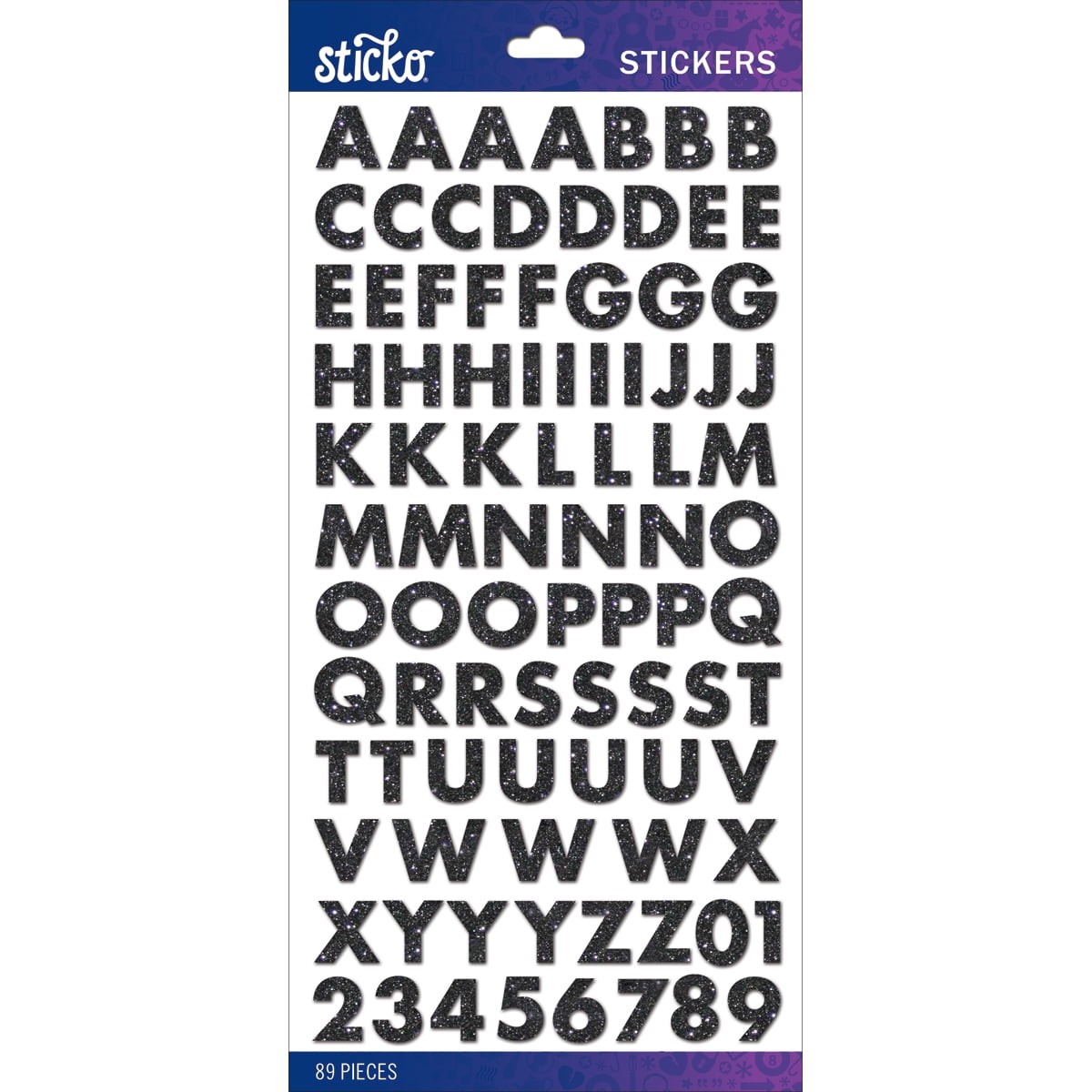 Sticko Alphabet StickersBlack Glitter Futura Bold Small
