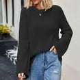 thumbnail image 2 of Duoif Sweaters for Women Trendy Women's Casual Long Sleeve Pullover Sweaters Crew Neck Oversized Ribbed Knit 2025 Fall Winter Sweater Jumper Tops Women's Sweaters Womens Tops Black XL, 2 of 6
