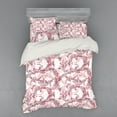 thumbnail image 2 of Ambesonne Floral Bedding Set 3 Pcs, Sketchy Leaves Petals, Twin, Maroon Coral and White, 2 of 3