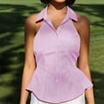 thumbnail image 4 of Noric Women's Sleeveless Striped Button Up Tank Tops Summer Casual Slim Fit Vintage Peplum Blouse, 4 of 6