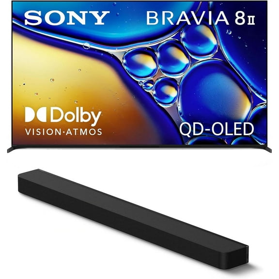 Sony K65XR80M2 65 Inch Bravia 8 QD-OLED 4K HDR Google TV with a Sony HT-A8000 BRAVIA Theater Bar Soundbar (2025)