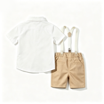 thumbnail image 4 of Toddler Boys Striped Suspender Gentleman Suit Birthday Wedding Outfit Soft Stripe Long Sleeve Shirts Solid Bow Tie Cotton Suspender Long Pants, 4 of 8