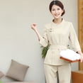 thumbnail image 3 of 1 juego de trajes de técnico de belleza SPA Salon Suit Ropa para teñir el cabello Útil traje de técnico de belleza (Beige, L), 3 of 3
