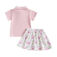 thumbnail image 3 of Okbabeha  Toddler Baby Girl Golf Outfit Short Sleeve Polo T Shirt Golf Print Mini Skirt Set 2Pcs Clothes, 3 of 7