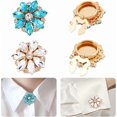 thumbnail image 1 of 4 Pcs Rhinestone Buttons Cover 1.1inch Sleeve Flower Buttons Cover Detachable Shirt Button Clips for Dress Suit Tux Shirt Accessories Dark Turquoise, 1 of 9