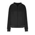 thumbnail image 5 of Dasayo Full-Zip Women's Coats Bomber Barn Black Jacket Lightweight Long Sleeve Fashion Outerwear Jacket for Women M, 5 of 5