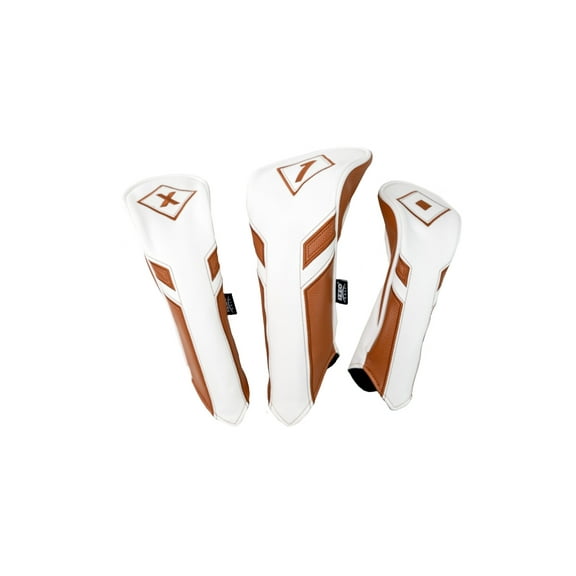 Izzo Golf Premium Club Headcover Set White/Camel