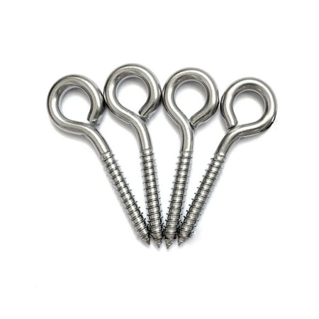 

Goyunwell Stainless Steel Screw Eyes for Wood 3-1/8 3.2 inch 80mm Heavy Duty Anti Rust Large Eye Hook 4pcs Eyebolt M6