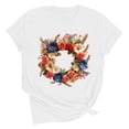 thumbnail image 2 of Mifsaly 4Th of July Independence Day T-Shirt Women Floral Wreath American Flag Patriotic Tees Crewneck Short Sleeve Cotton Top XXL, 2 of 7
