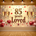 thumbnail image 3 of LUUFILx 85 Years Loved Banner Celebration Backdrop Golden Anniversary Party Supplies Background Decorations Milestone Birthday Event Champagne Theme, 3 of 7