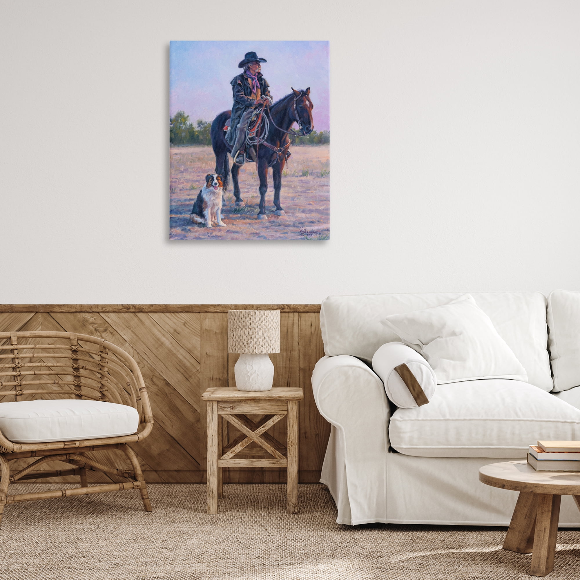 Stupell Industries Old Timers Cowboy Animals & Insects Painting Gallery Wrapped Canvas Art Print Wall Art, 30 x 40