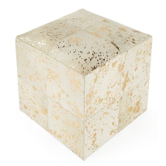 Victorian Hair on Hide with Gold Spots Ottoman