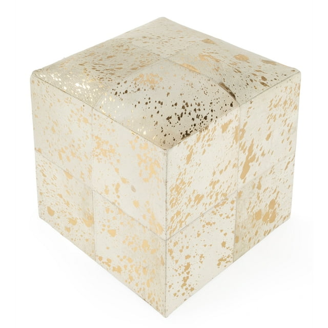 Victorian Hair on Hide with Gold Spots Ottoman