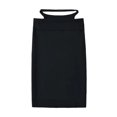 thumbnail image 1 of Women LOW RISE FOLDOVER Sleek Stretch Cutout Skirt Black, 1 of 3