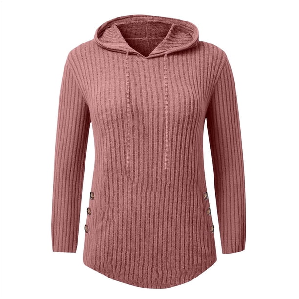 Sudaderas con Capucha para Mujer, Sudaderas de Gran Tamaño, Camisetas de Larga, Suéteres, Suéteres de Otoño, Tops. Rosa XXL