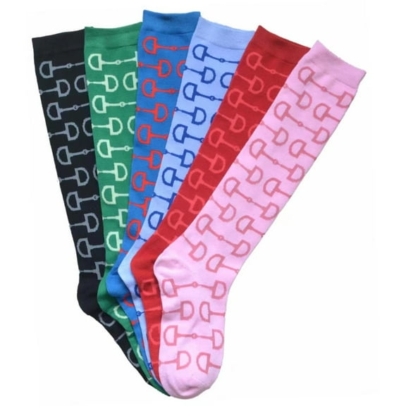 AWST Int'l Snaffle Bits Knee Socks- 6 Pack- Assorted Colors