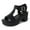 Black Vegan Leather, variant on J. Adams Corby Platform Sandals for Women - T-Strap Mid Heel Sandal Wedges - Summer Shoes for Women | Polyurethane
