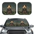 thumbnail image 2 of Honeii Lotus Leaf Starry Sky Guinea Pig Print Foldable Car Sun Shade for Windshield, 2-Piece UV Protection Shade, Protects Car Interior, Ideal for Cars, Trucks, SUVs-Medium, 2 of 6