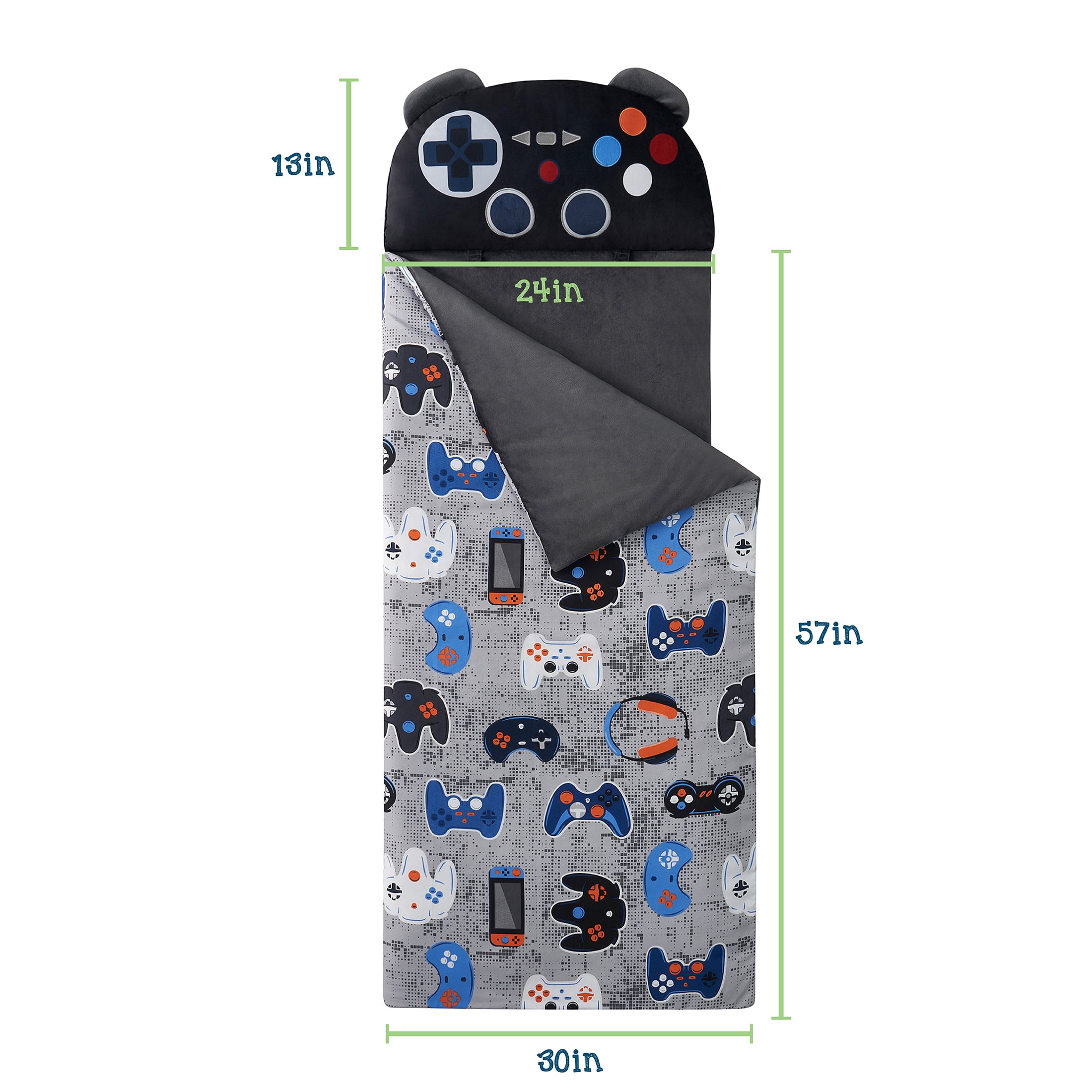 Your Zone Black Gamer Glow in the Dark Child Nap Mat, 24