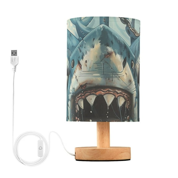 Anchors Sharks Table Lamp for Desk Nightstand Lamp with USB Modern Gifts for Bedroom Living Room Kids Room