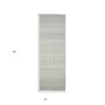 thumbnail image 5 of 8' Gray Geometric Flatweave Handmade Distressed Runner Rug With Fringe, 5 of 8