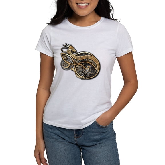 CafePress - Gold Norse Dragon Women's T Shirt - Women's Classic T-Shirt