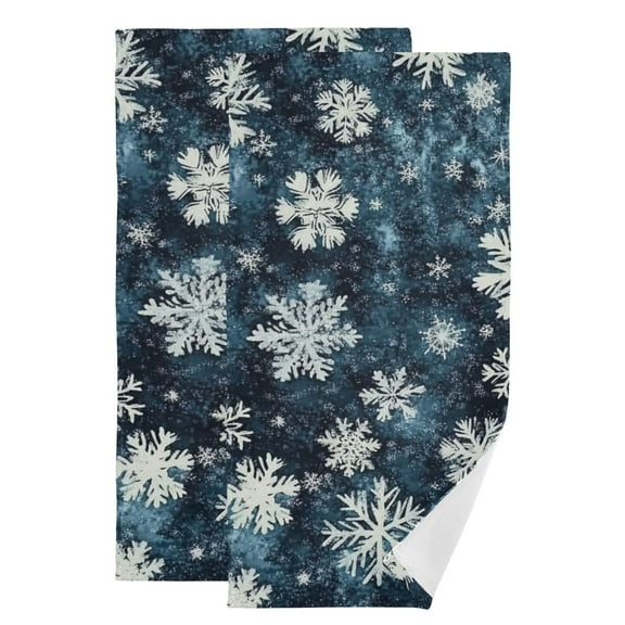 Winter Snowflakes Hand Towel Absorbent Bath Towels for Bathroom Sports Gym(28.3" X 14.4") Set of 2