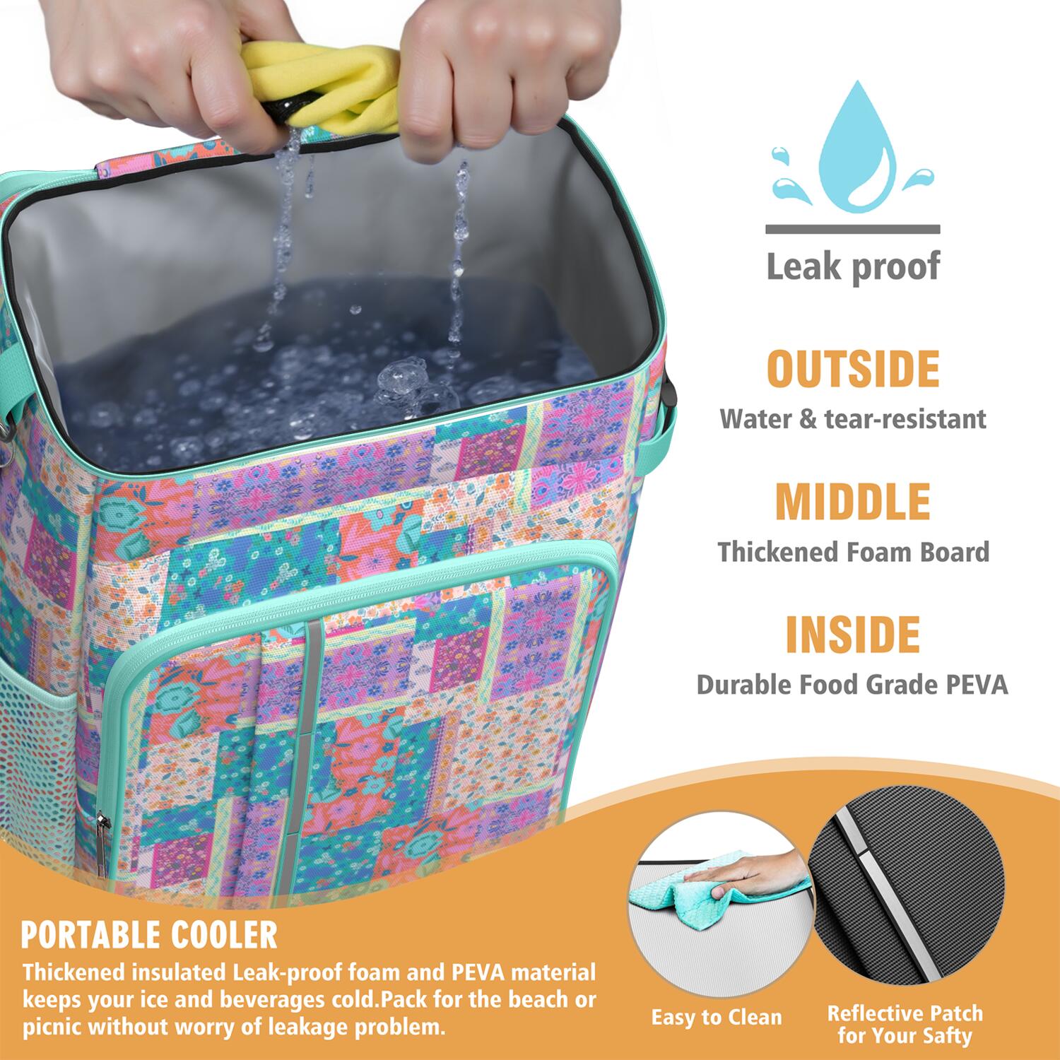 Travel Cooler Bag - Boho Bohemia Flower Camping Beer Cooler Backpack with Bottle Opener- Waterproof Insulated Picnic Backpacks - Cooler Bag for Beach