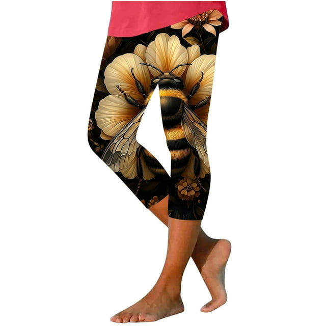 Pantalones de Ajuste Seco Mujeres Pascua Impresa Leggings Recortados, Estirable Transpirable Casual Y Yoga