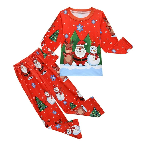 Kids Christmas Pajamas Sets Girl Boy Sleepwear Nightwear Homewear PJs Outfits Set