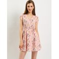 thumbnail image 2 of INSPIRE CHIC Robe Ceinturée à Fleurs pour Femme, Col en V Croisé, Manches Pétales, 2 of 6