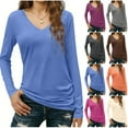 thumbnail image 2 of Vneck Tshirts Shirts For Women Womens T Shirts Long Sleeve V Neck Basic Tee Soft Casual Loose Fit Fall Tops Outfits, 2 of 5
